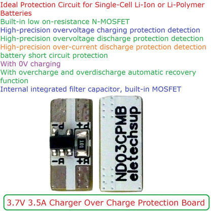 ND03CPMB mini 3.7V 4.2V 3.5A 1-Cell Li-ion Lithium Li-Polymer Battery Charger Over Charge Discharge Overcurrent Protection Board Module
