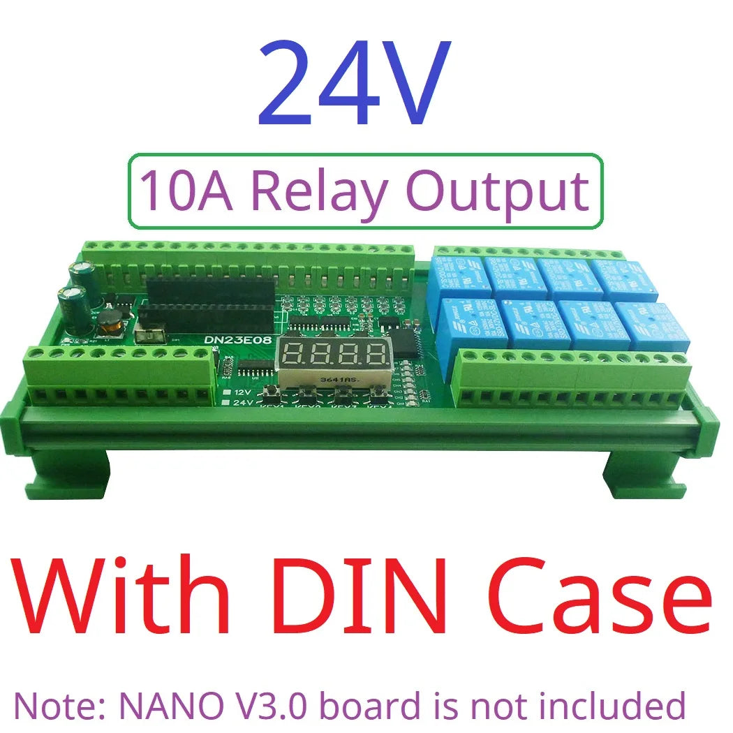 DN24F08 DN23E08 8AI-8DI-8DO Multifunction IO Expanding Module for ARDUINO NANO V3.0 RS485 Modbus RTU Open PLC LED Current Voltage Sensor