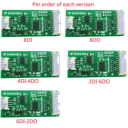 R4IOH08 8DI 8DO 4DI-4DO 2DI-6DO 6DI-2DO Multipurpose RS485 Digital Input Output Module mini PLC IO Dilator DC 12V 24V for Arduino