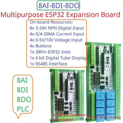 ES33B08 ES33A08 DC 12V 24V Multifunction ESP32 Expansion Board Wifi Digital Analog IO Module for Arduino WEB MQTT Ethernet Network Relay DIY