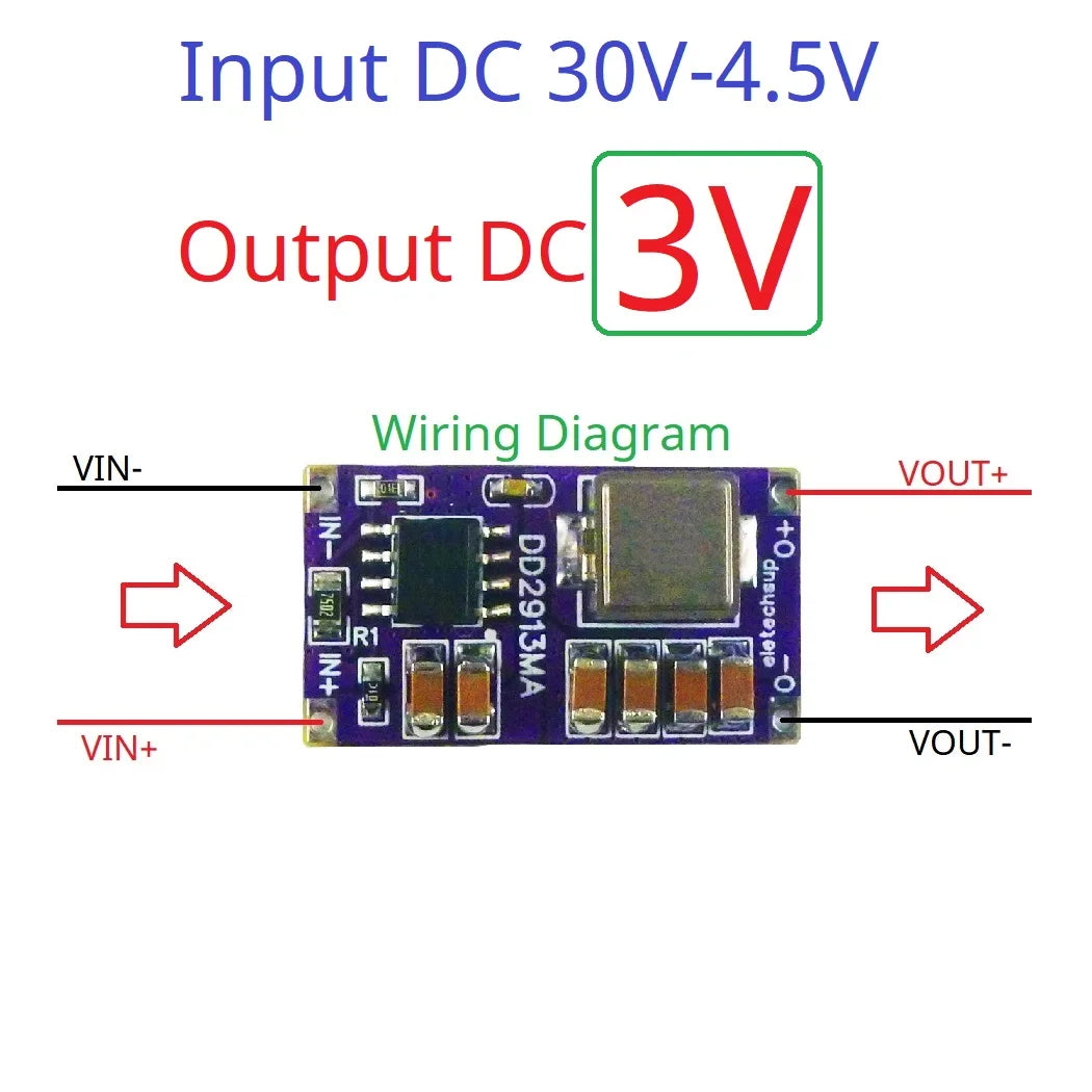 DD2913MA 3A Synchronous Step-Down Regulator OVP OCP OTP SCP DC-DC Buck Converter 4.5V-30V to 3V 3.3V 4.2V 5V 6V 7.5V 9V 12V