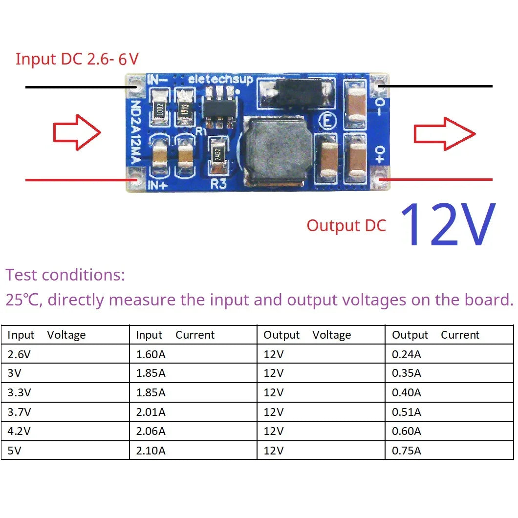 ND2A12MA 1Cell to 2-3Cell Battery Voltage Doubler DC-DC 4.2V 8.4V 12.6V Converter 3.3V 3.7V 4.2V to 5V 8.4V 12V 12.6V Voltage Booster