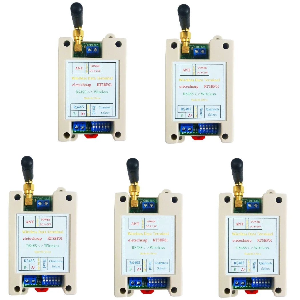 RT5BF01 VHF/UHF Radio 426MHz~508.5MHz Wide Range RF UART RS485 Wireless Transceiver Board Modbus RTU Master-Slave Module DC 12V 24V