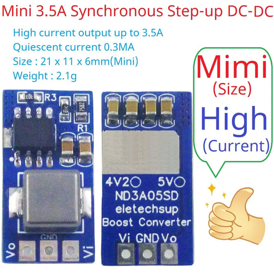 ND3A05SD 17W Synchronous Boost Regulator Module 3V 3.3V 3.7V to 4.2V 5V DC-DC Converter ND3A05SD for Arduino PI ESP32 Wifi QC PD