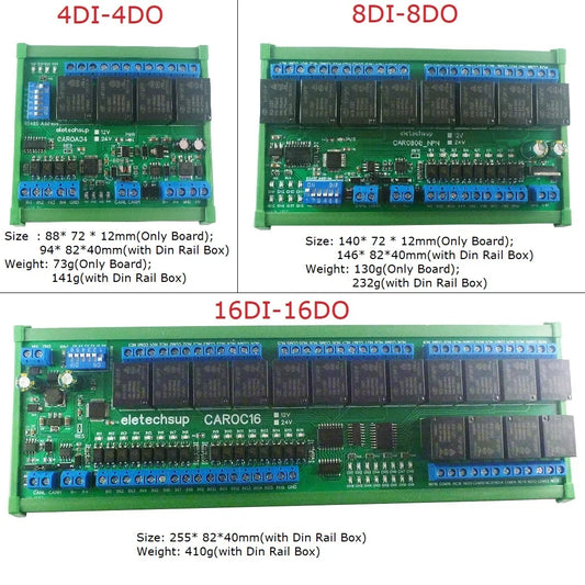 CAROA04 CAROB08 CAROC16 4/8/16 DI-DO CAN Relay Controller Module RS485 Digital NPN/PNP IO Expanding Board for CNC Car Automated Industry CARO