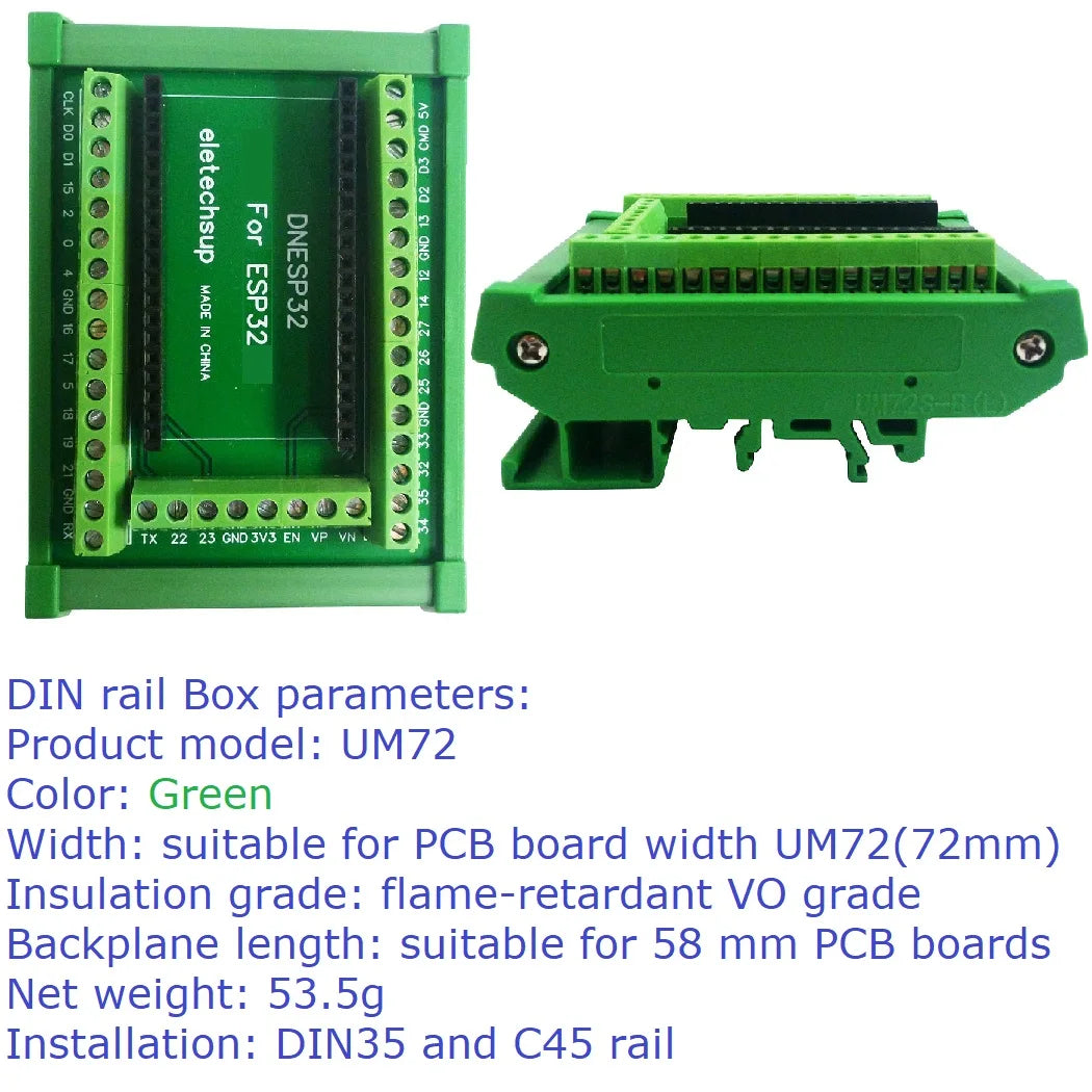 DNESP32 DIN Rail Mount Screw Terminal Block Adapter Module For Arduiuo ESP32S ESP-WROOM-32 DevKitC ESP32 PLC Industrial Controllers