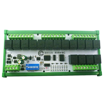 RYR416C 16CH DC 12V 24V Hardware Setup Parameters Modbus Rtu Multifunction RS485 Relay Module PLC HMI IO Expansion Board