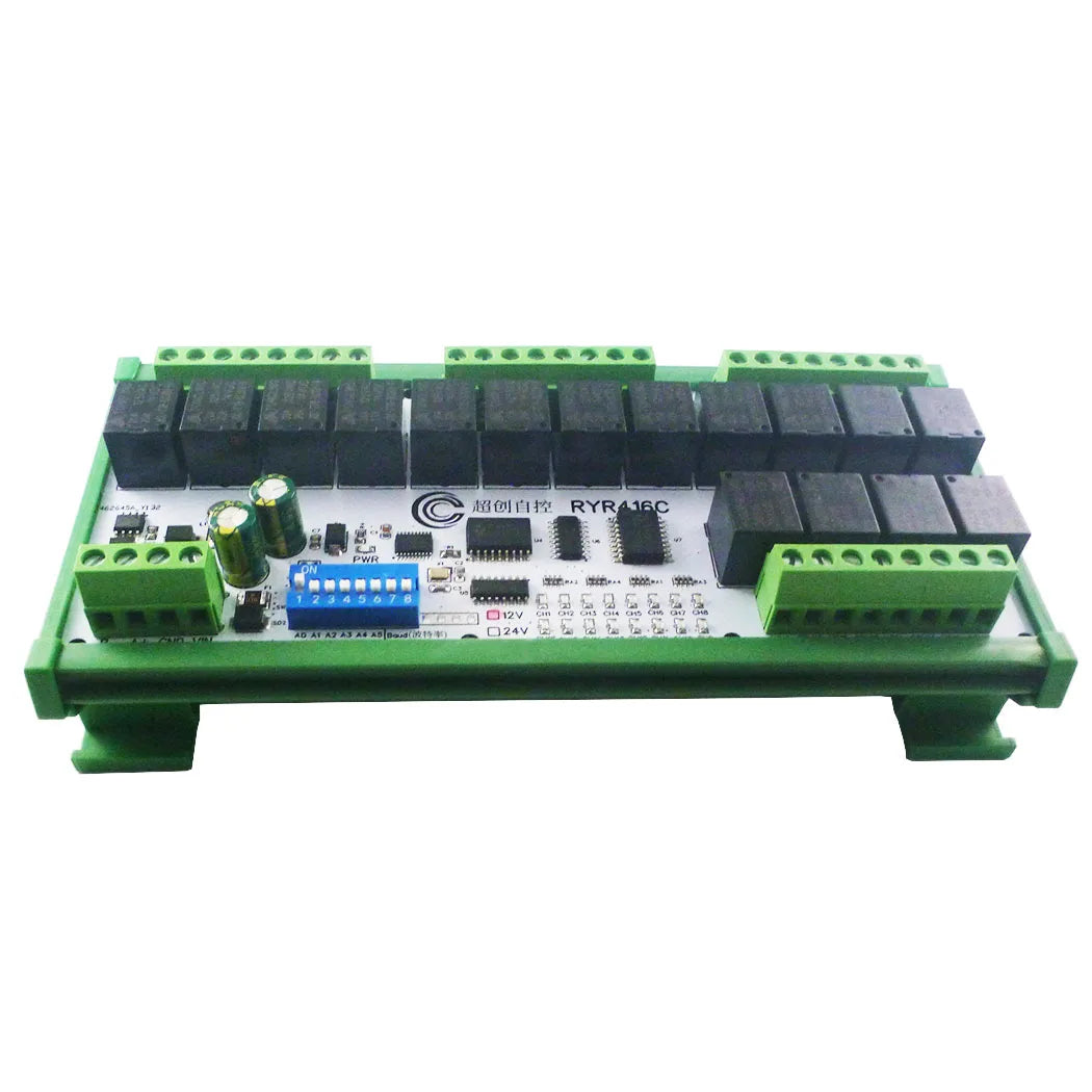 RYR416C 16CH DC 12V 24V Hardware Setup Parameters Modbus Rtu Multifunction RS485 Relay Module PLC HMI IO Expansion Board