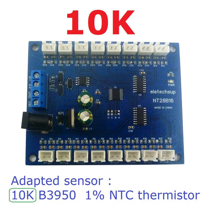 NT28B16 DC 12V 24V 16CH RS485 Temperature Collector Module Resistance measurement Multimeter 10K/20K/50K/100K B3950 NTC Sensor