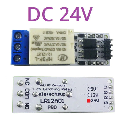 LR12A01 For Arduiuo ESP32 DC 5V 12V 24V Magnetic Latching Relay Module Bistable Self-locking Flip-Flop Latch Switch Board