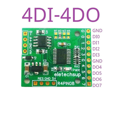 R4PIN08 DC 5V 12V 24V 8CH RS485 2.54mm Pin Core Board Modbus Rtu Input and Output Control PLC HMI Remote IO Expanding Board R4PIN08