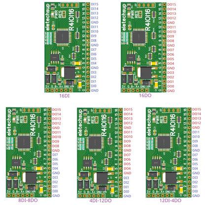 R4IOI16 16DI/16DO/8DI-8DO/4DI-12DO/12DI-4DO Modbus Rtu Digital IO RS485 2.54mm Pin Core Board for Arduino ESP32 ESP8266 PLC Smart Home