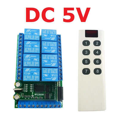 RF23G08 8Ch 433.92M EV1527 Learning Code OOK ASK RC Multi-function Remote Control Module DC 5V 12V 24V