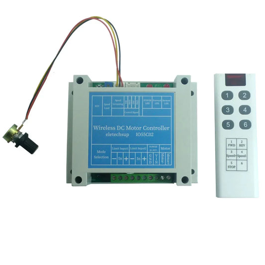 IO55C02 433M Wireless Remote Controller Forward Reverse Limit Speed Board 200W 12V 24V DC Motor Driver Module
