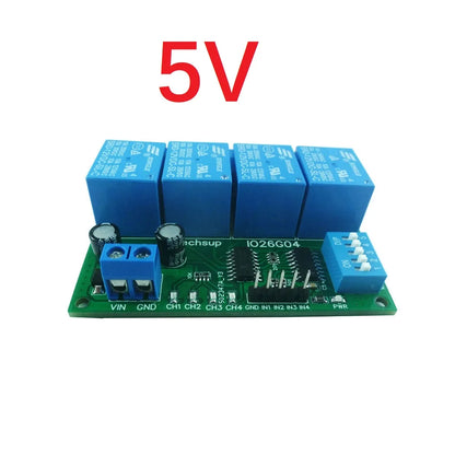 IO26G04 4ch Multifunction Delay Relay Module Flip-Flop Latch Bistable Self-locking Interlock Latch Power Conditioner Sequencer Board