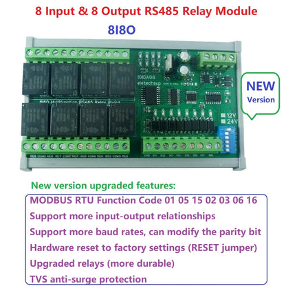 10IOA01 10IOA02 10IOA04 10IOA08 10IOA12 DC12V 1-12Ch Digital Switch DiDo Multifunction RS485 PLC IO Expanding Board Standard Modbus RTU Relay Module