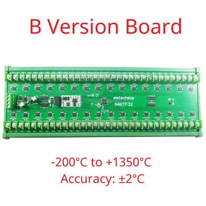 N4KTF32 32CH K Thermocouple -200-1350C Ultra-wide Temperature Collector RS485 Analog Remote IO Board Thermocouple-to-Digital Converter
