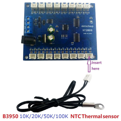 NT28B16 DC 12V 24V 16CH RS485 Temperature Collector Module Resistance measurement Multimeter 10K/20K/50K/100K B3950 NTC Sensor