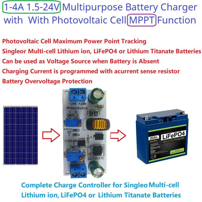 SD29AJTC DC-DC Step-down MPPT Charging Module for 1.5-25V Li-ion/Li-po/LiFePO4/Lithium Titanate Batteries SD29AJTC