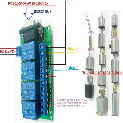 CE039 4 Channel RS232 Serial Relay Board 12V DC USB UART Remote Switch Controller For Smart Home Car Alarm Farm Equipment
