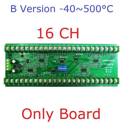 PTA8E16 16CH DC 12V 24V Temperature Analog PT100 Resistance RS485 Collector Modbus RTU -40-500 High Temperature Acquisition Board