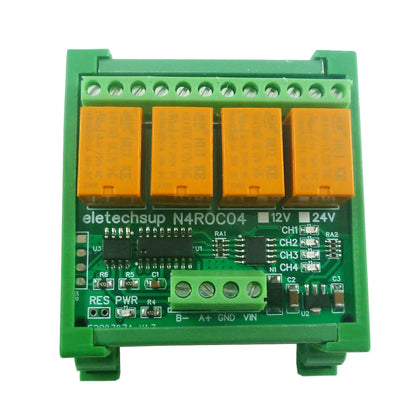 N4ROC04 DC 12V 24V 4ch Mini Modbus Rtu 3A Relay Module PLC Intermediate Relay I/O Expansion Board NC COM NO Port N4ROC04