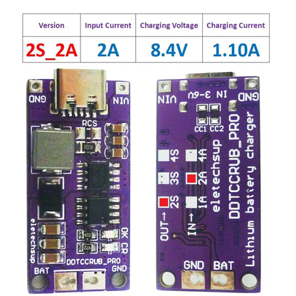 DDTCCRUB 1-4Cell Type-C to 4.2V 8.4V 12.6V 16.8V LiPo Li-Ion Battery Pack Portable Charger Diy Outdoor Emergency Power Supply Solar Panel