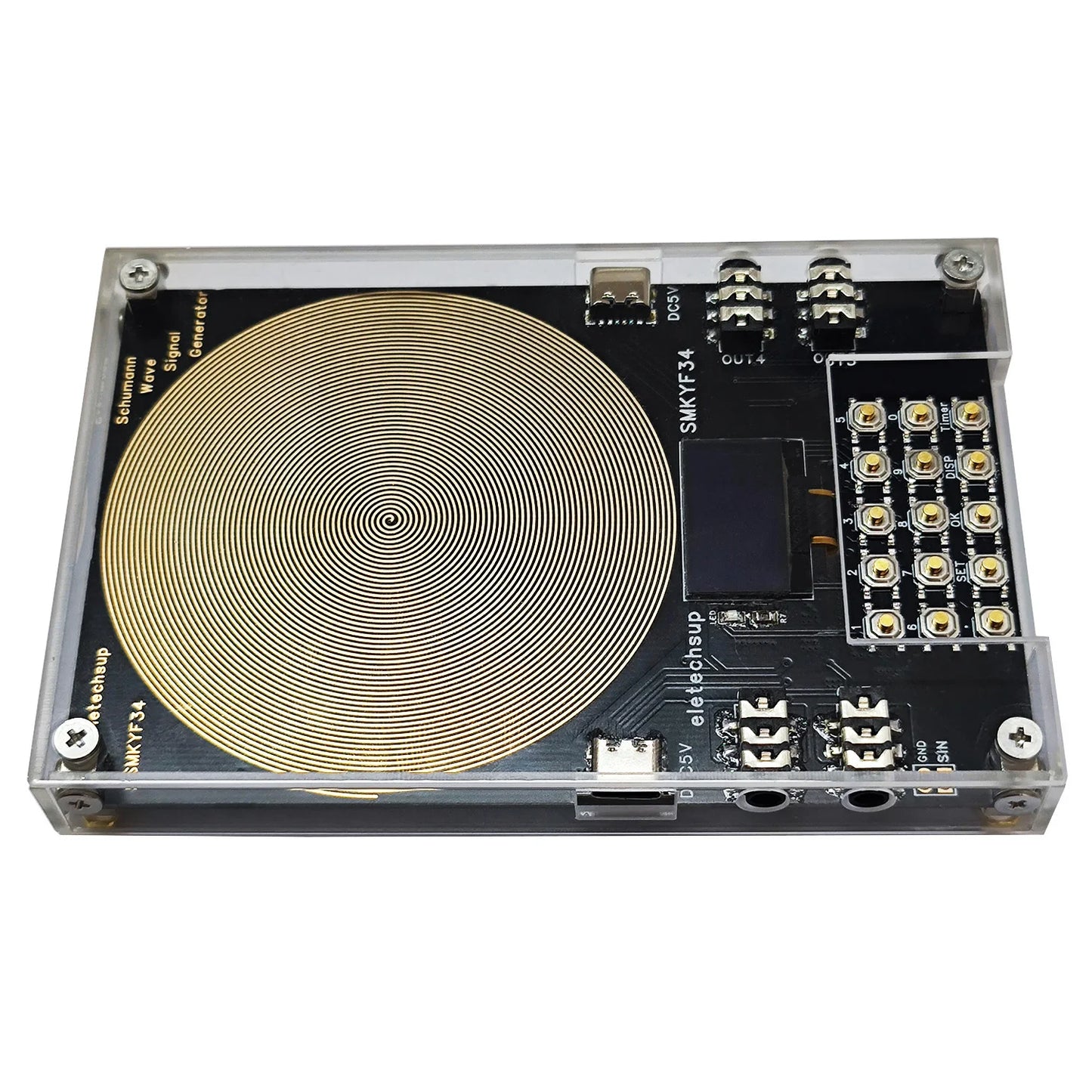 SMKYF34  Schumann Generator 0.01HZ-500KHZ High-precision  4 External Antenna Interface Cascadeable 7.83 Equipment OLED Display Timer