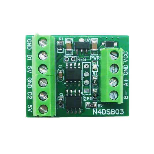 N4DSB03 1-2CH RS485 Digital Temperature Collector Module -55 to +125C DS18B20 Sensor DC 5V 12V 24V for Thermostat Smart Home R46CA01