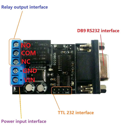 R223B01 1Ch DC12V PC COM DB9 RS232 Serial Port Delay Relay Module for LED Motor PLC