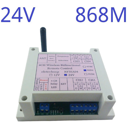 RF35A04 Wireless Bidirectional Remote Control 433M 868M Feedback AES Rolling Code for Gating Crane Garage Door Industrial Manufacturing