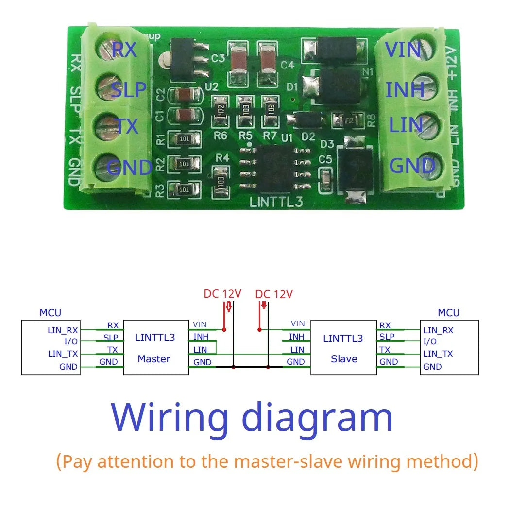 LINTTL3 LIN 2.1/SAE J2602 Transceiver LIN Bus Module Master-Slave Protocol Controller 20KBD UART TTL232 RS485 K-line Can Data Analyzer