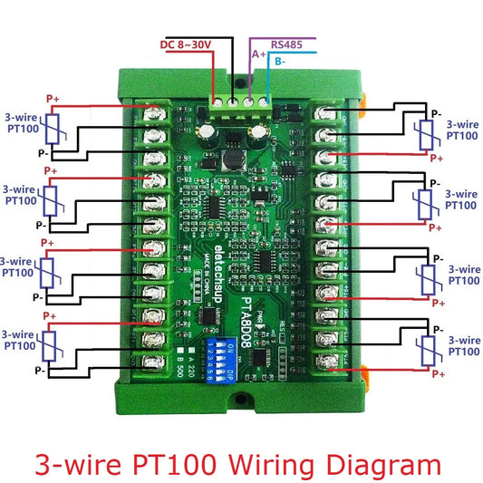 PTA8D08 8AI RS485 Analog Input PT100 RTD RS485 Temperature Sensor Acquisition Module replace NTC K Thermocouple DS18B20