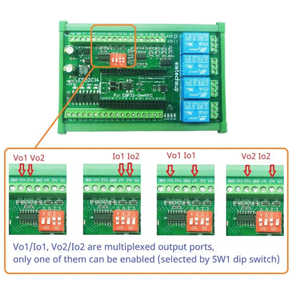 ES32C14 DC 12V 24V ESP32 Expansion Board Digital Analog DAC ADC IO Wifi Relay Switch ES32C14 Module for Arduino PLC Smart Home IOT Diy