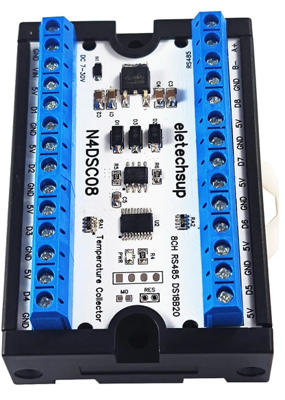 N4DSC08 8CH RS485 DS18B20 Sensor Temperature Collector Modbus Remote IO Module for PLC Paperless Recorder Thermostatic Controls