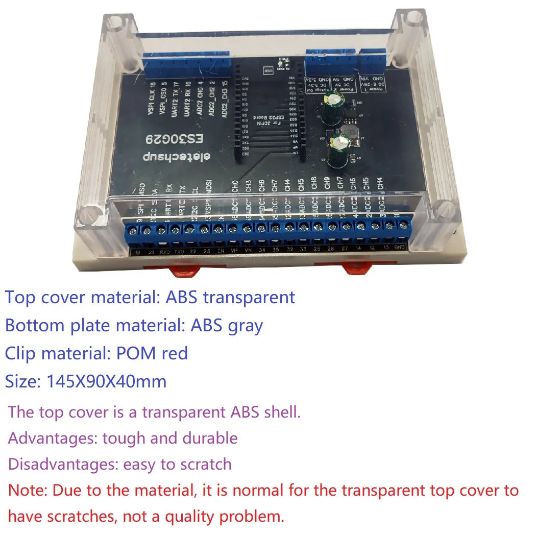 ES30G29 Transparent Cover ESP32 Devkit Expansion Board Din Rail 5.0 Cross Terminal Block Adapter Module for Bluetooth Arduino Wifi IOT