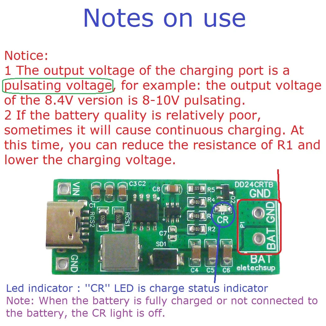 DD24CRTB 8.4V 12.6 16.8 21V 25.2V Step-up Boost Charger Module for 7.4V 11.1V 14.8V 18.5V 22.2V 18650 Battery Pack2-6S Type-c Multi-cell