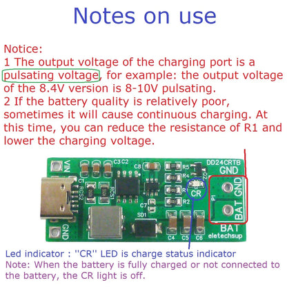 DD24CRTB 8.4V 12.6 16.8 21V 25.2V Step-up Boost Charger Module for 7.4V 11.1V 14.8V 18.5V 22.2V 18650 Battery Pack2-6S Type-c Multi-cell