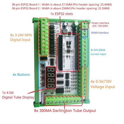 ES33B08 ES33A08 DC 12V 24V Multifunction ESP32 Expansion Board Wifi Digital Analog IO Module for Arduino WEB MQTT Ethernet Network Relay DIY