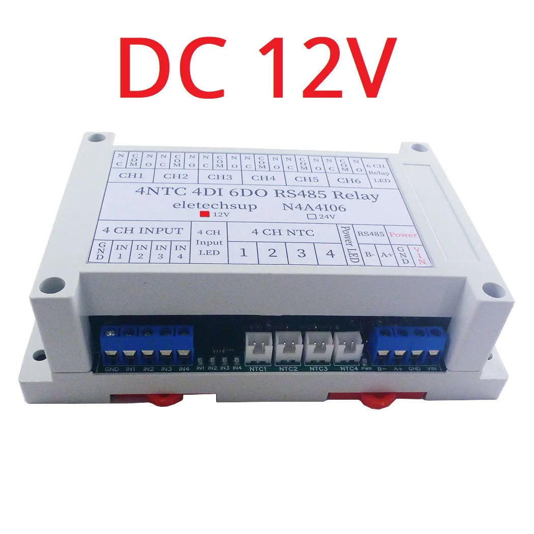 N4A4I06 14CH Multifunction RS485 Network Bus NTC Temperature Collector 4AI-4DI-6DO Modbus RTU PLC Remote IO Analog Digital Expander
