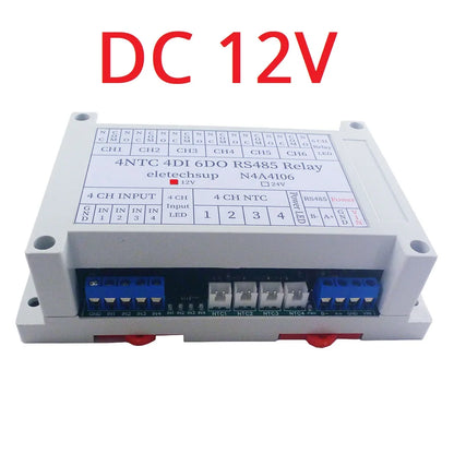 N4A4I06 14CH Multifunction RS485 Network Bus NTC Temperature Collector 4AI-4DI-6DO Modbus RTU PLC Remote IO Analog Digital Expander