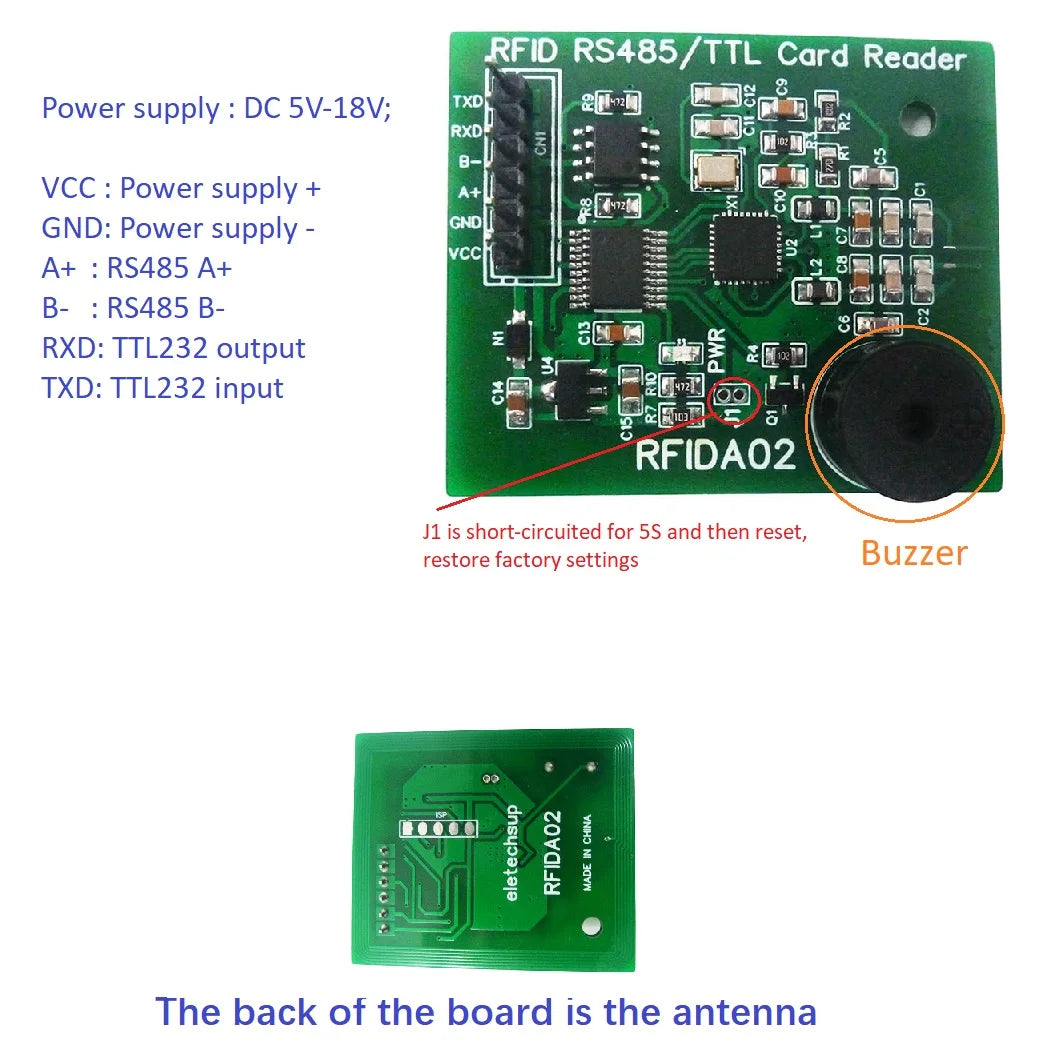 RFIDA02 RS485 RS232 UART 13.56MHz RFID Reader Writer RC522 CV520 NFC UID IC Card For Arduino For Uno Mega pi