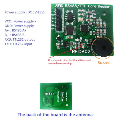 RFIDA02 RS485 RS232 UART 13.56MHz RFID Reader Writer RC522 CV520 NFC UID IC Card For Arduino For Uno Mega pi