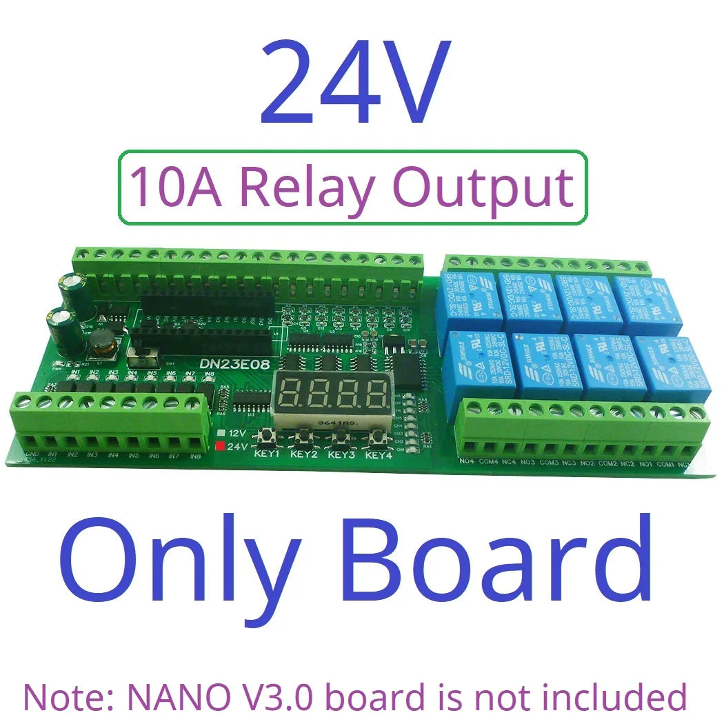 DN24F08 DN23E08 8AI-8DI-8DO Multifunction IO Expanding Module for ARDUINO NANO V3.0 RS485 Modbus RTU Open PLC LED Current Voltage Sensor