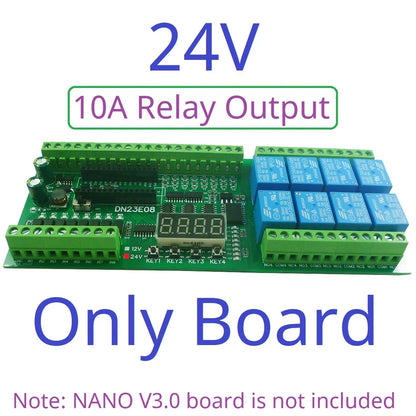 DN24F08 DN23E08 8AI-8DI-8DO Multifunction IO Expanding Module for ARDUINO NANO V3.0 RS485 Modbus RTU Open PLC LED Current Voltage Sensor