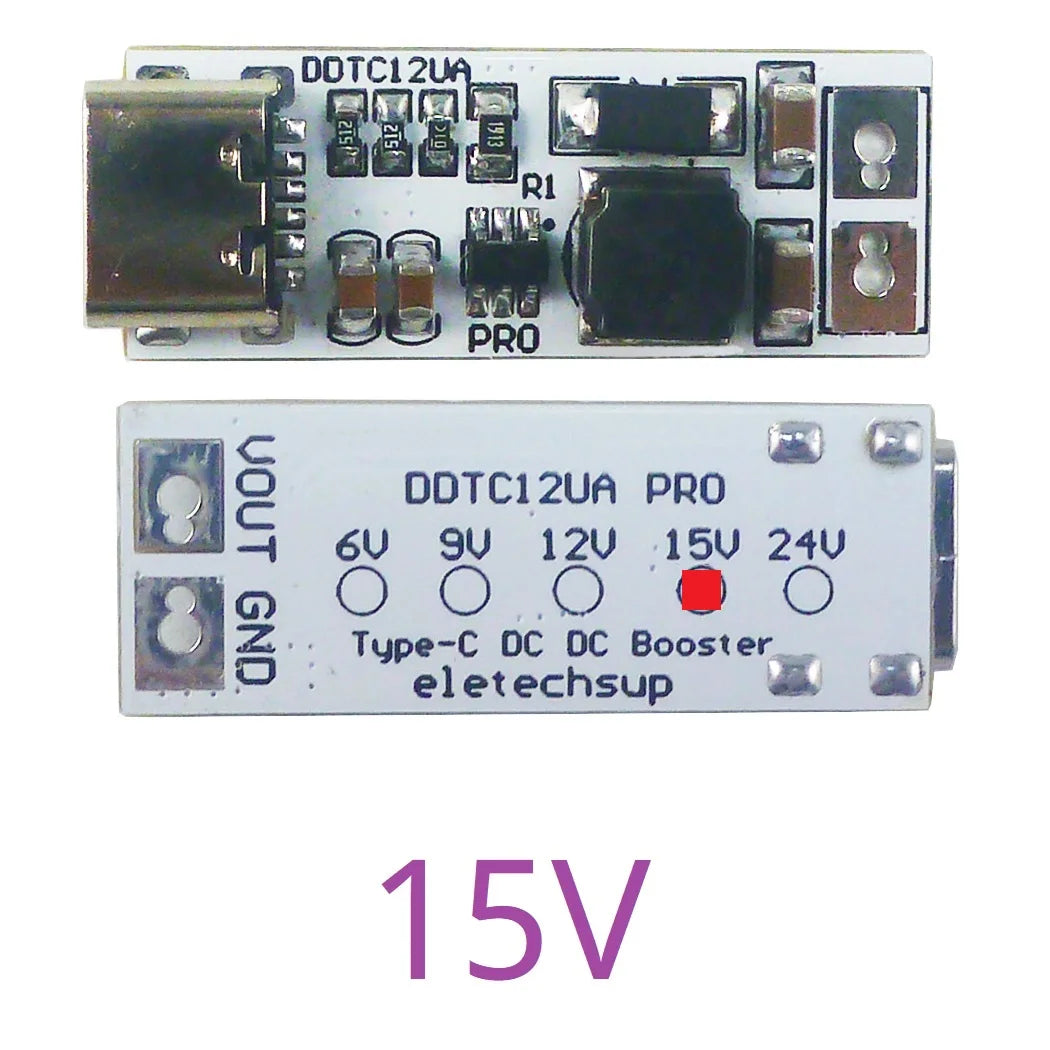 DDTC12UA_PRO Full Function Type-C PD QC USB 5V to 5V to 6V 9V 12V 15V 24V 9W DC-DC Boost Converter for Arduino Smart Home Speaker