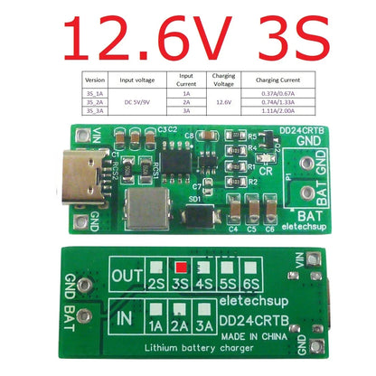 DD24CRTB 8.4V 12.6 16.8 21V 25.2V Step-up Boost Charger Module for 7.4V 11.1V 14.8V 18.5V 22.2V 18650 Battery Pack2-6S Type-c Multi-cell