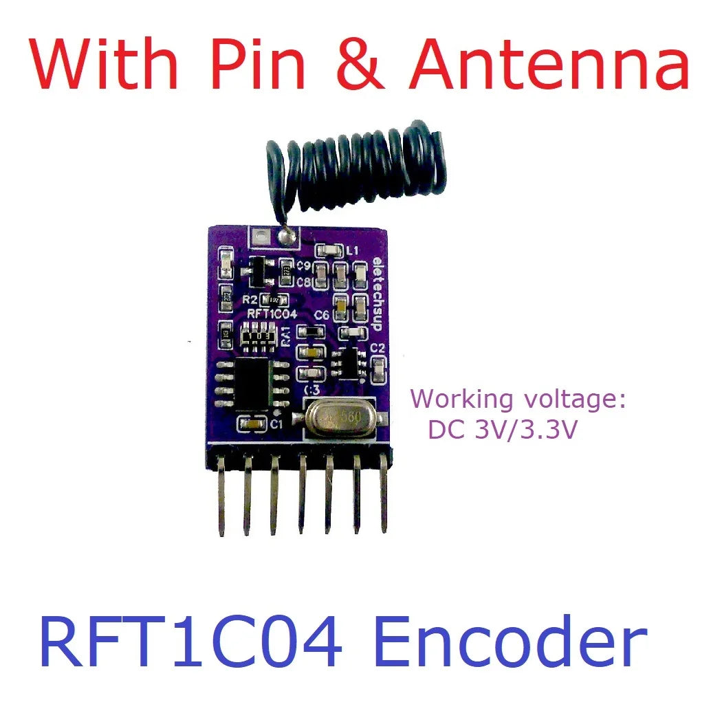RFR1A04  RFT1C04 4CH AES128 Encryption Codec Remote Control Module featuring 433M Superheterodyne Transceiver, Upgrade to PT2262 EV1527 HC301