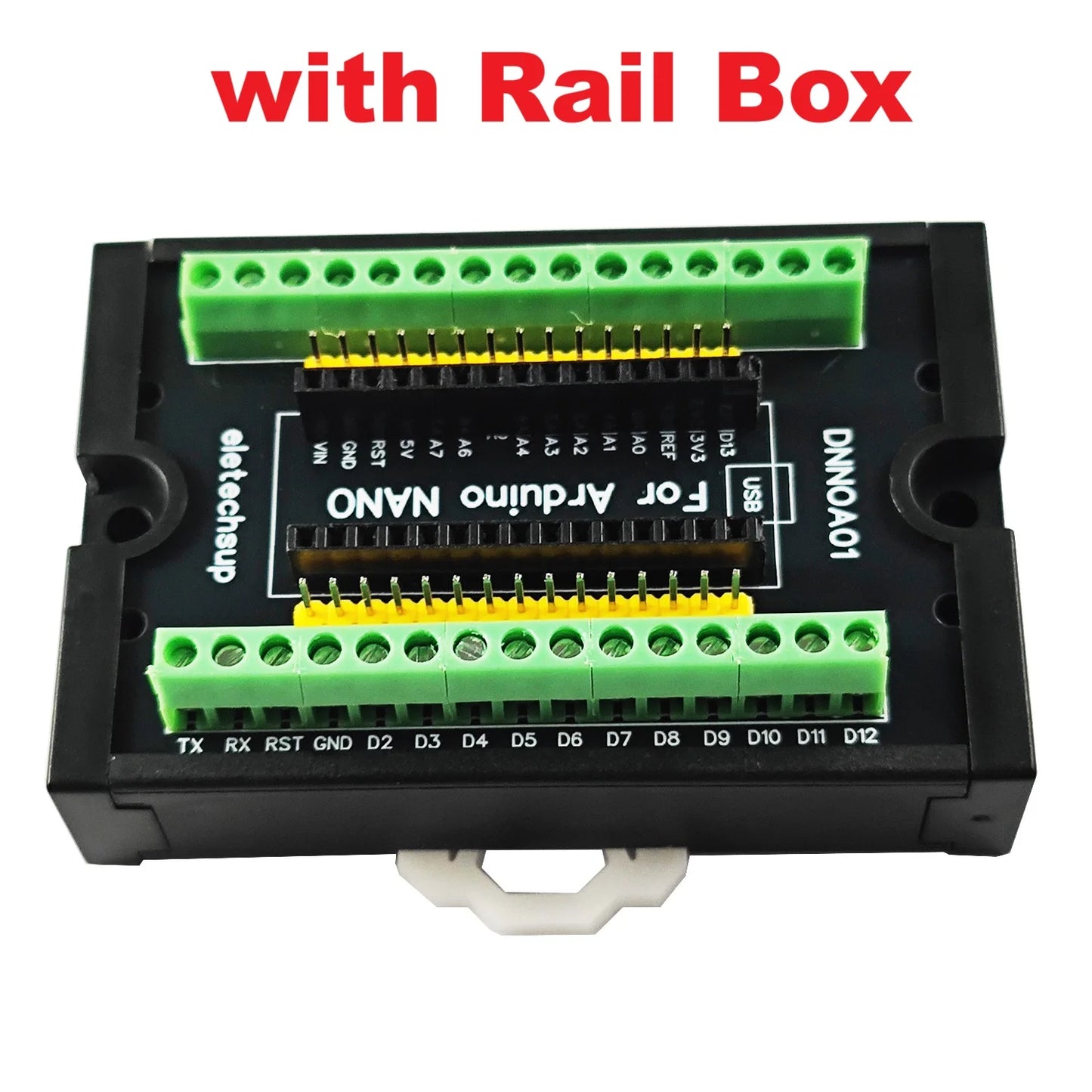 DNNOA01 NANO V3.0 DIN35 C45 DIN Rail Expansion Board 3.96MM Mount Screw Terminal Block Adapter Module for Arduino Open PLC Smart Home