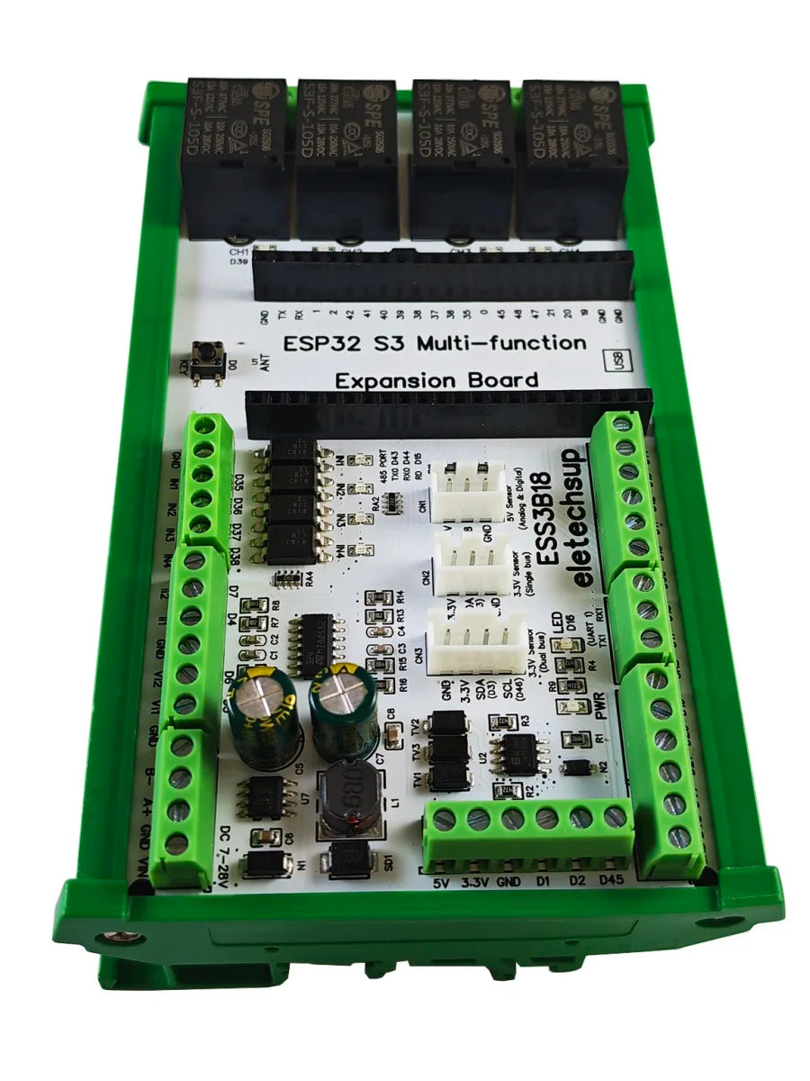 ESS3B18 ESP32 S3 Expansion Board for Current Voltage Relay Temperature Humidity AM2301 DS18B20 SHT20 SHT30 ACS712 WIFI MQTT IOT BLE